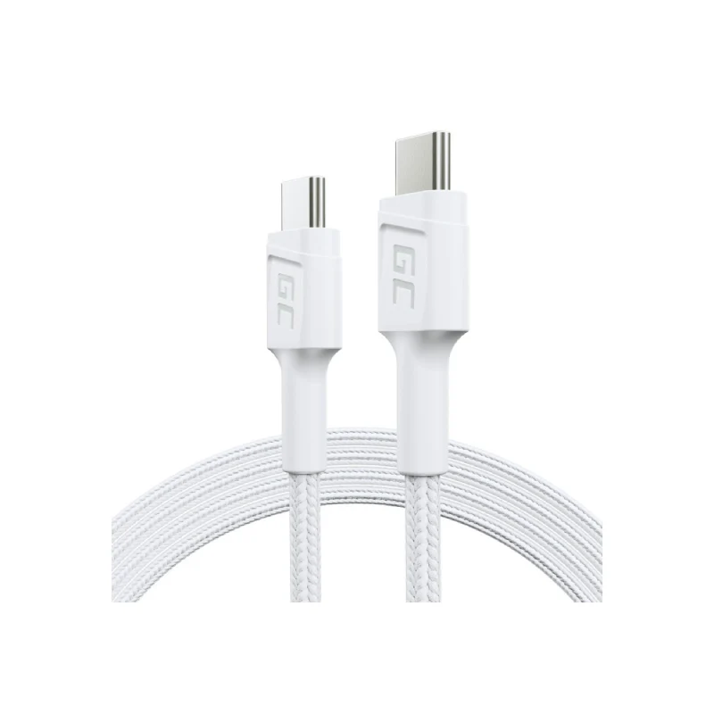 Cable White USB-C Type C 1,2m Green Cell PowerStream with fast charging Power Delivery 60W, Ultra Charge, Quick Charge 3.0