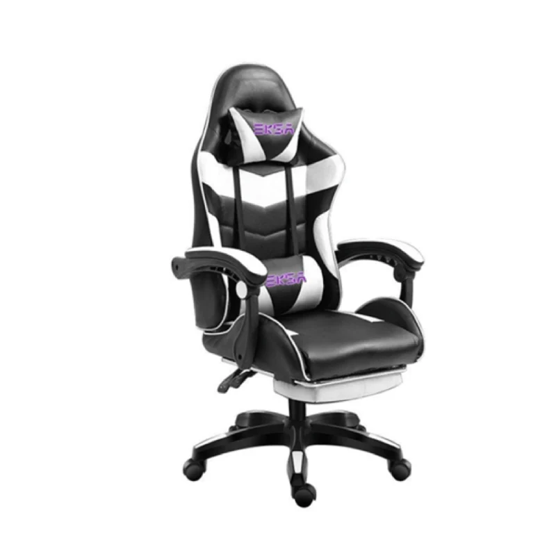 EKSA LXW-50 GAMING CHAIR BLACK-WHITE WITH FOOTREST