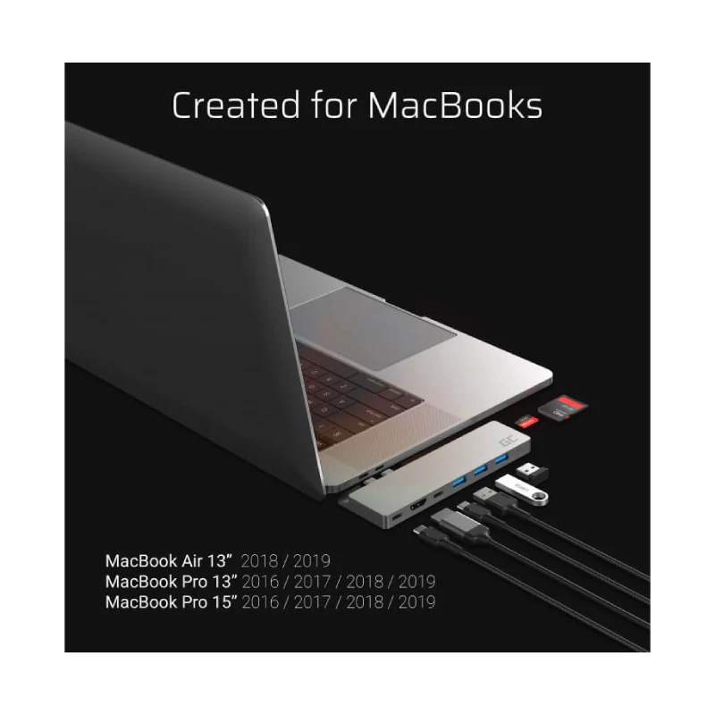 Green Cell Adapter HUB Connect60 8in1 (Thunderbolt 3, USB-C, HDMI, 3x USB 3.0) for Apple MacBook Air 2018, Pro 2016 and newer - Image 4
