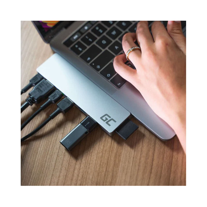 Green Cell Adapter HUB Connect60 8in1 (Thunderbolt 3, USB-C, HDMI, 3x USB 3.0) for Apple MacBook Air 2018, Pro 2016 and newer - Image 6