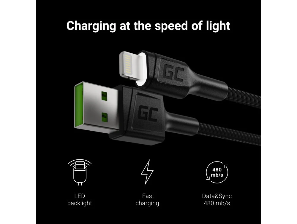 Green Cell Lightning USB Cable 1.2 - Image 5