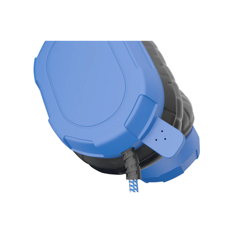 MaxCases Extreme Headset w/braided cable, inline volume control, built-in microphone, 3.5mm connector, breakaway adapter (Blue) - Image 3