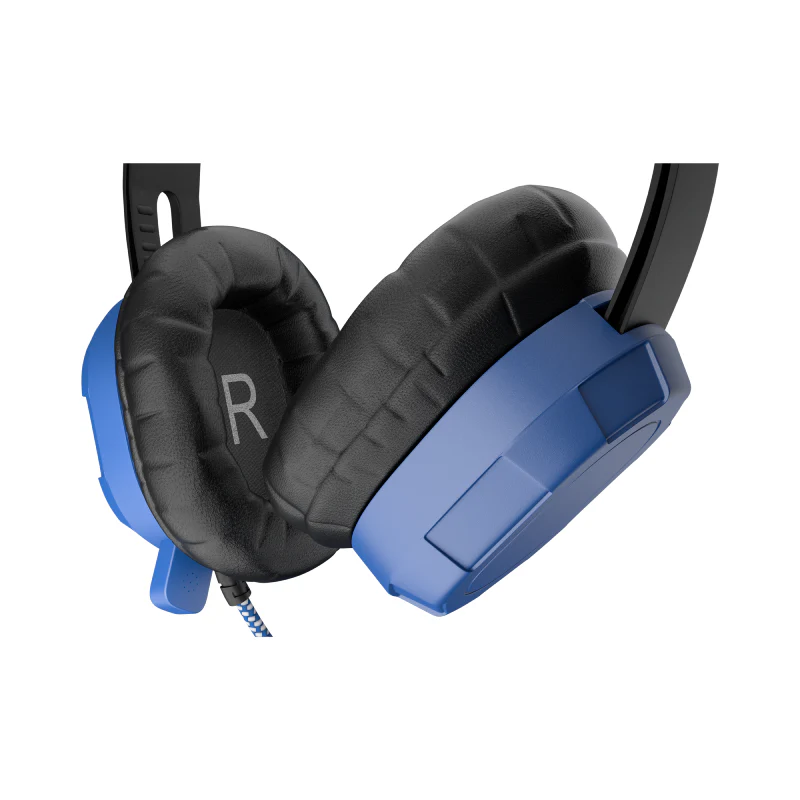 MaxCases Extreme Headset w/braided cable, inline volume control, built-in microphone, 3.5mm connector, breakaway adapter (Blue) - Image 4