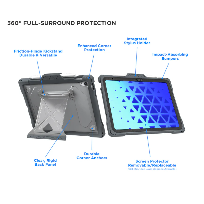 MaxCases Shield Extreme-X2 for iPad 10th/11th Gen (11") (Black Bezel-Gray Case) - Image 2