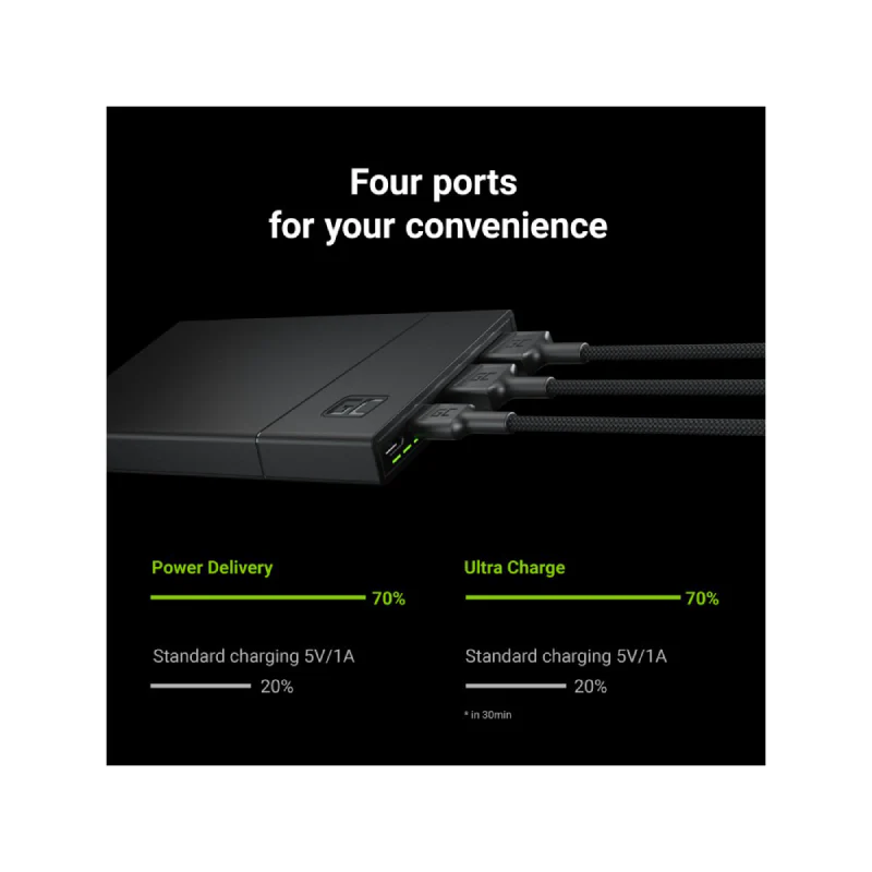 Power Bank Green Cell GC PowerPlay10S 10000mAh with fast charging 2x USB Ultra Charge and 2x USB-C PD 18W - Image 3