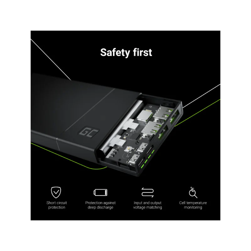 Power Bank Green Cell GC PowerPlay10S 10000mAh with fast charging 2x USB Ultra Charge and 2x USB-C PD 18W - Image 5