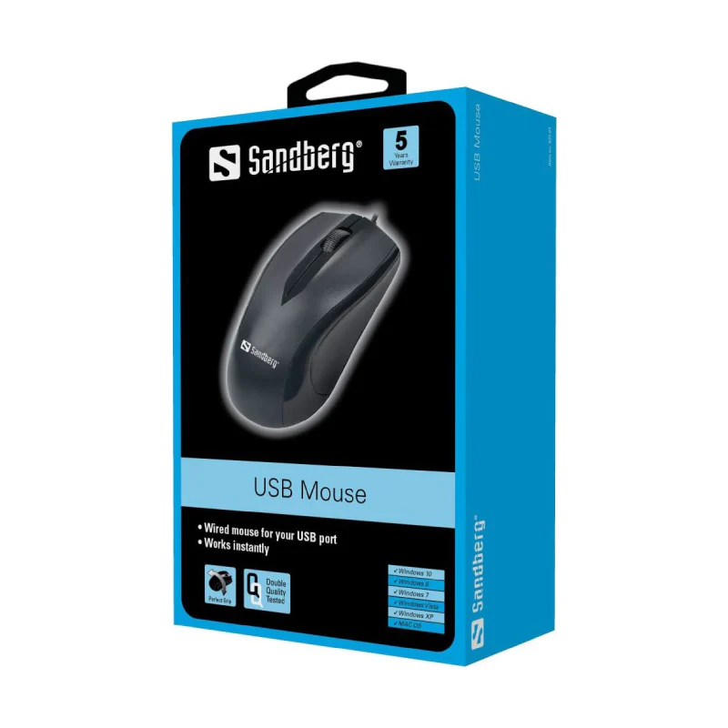 Sandberg (631-01) USB Mouse, 1200 DPI, 3 Buttons, Black, 5 Year Warranty - Image 2