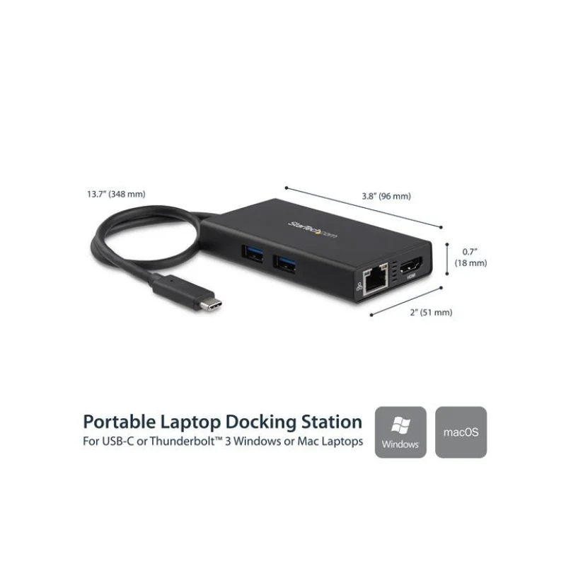 StarTech.com USB-C Multiport Adapter - USB-C Travel Docking Station with 4K HDMI - 60W Power Delivery Pass-Through, GbE, 2pt US - Image 4